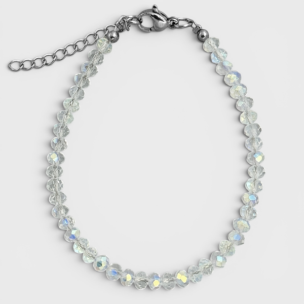 Producto - Pulsera de cristal checo y acero quirúrgico - 4mm - Cristal tornasol