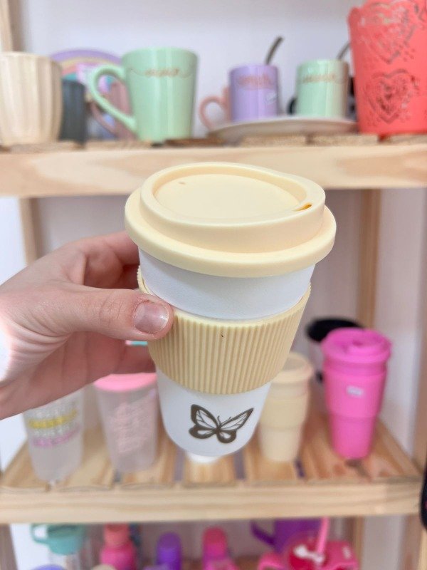 Producto - Vaso térmico con banda silicona BEIGE