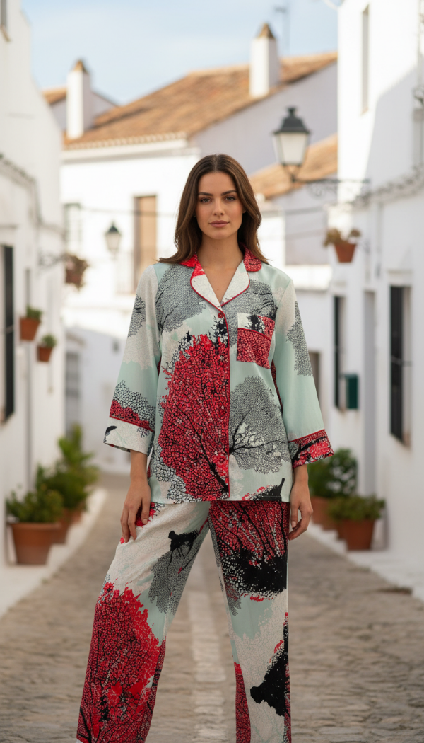 Producto - set camisero 3 piezas coral celeste