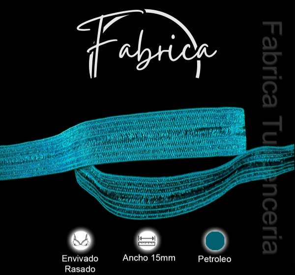 Producto - Envivado o Elástico Partido Petróleo 15mm nylon (1 metro)