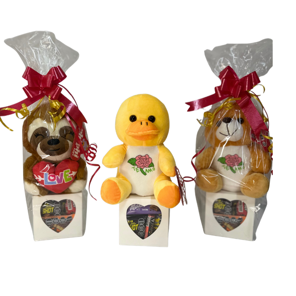 Producto - Incluye oso animal de peluche con cajita de golosinas pequeña