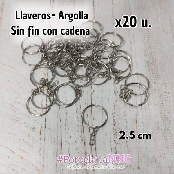 Producto - Llaveros -Argolla Sin fin con cadena x20 un 2.5 cm