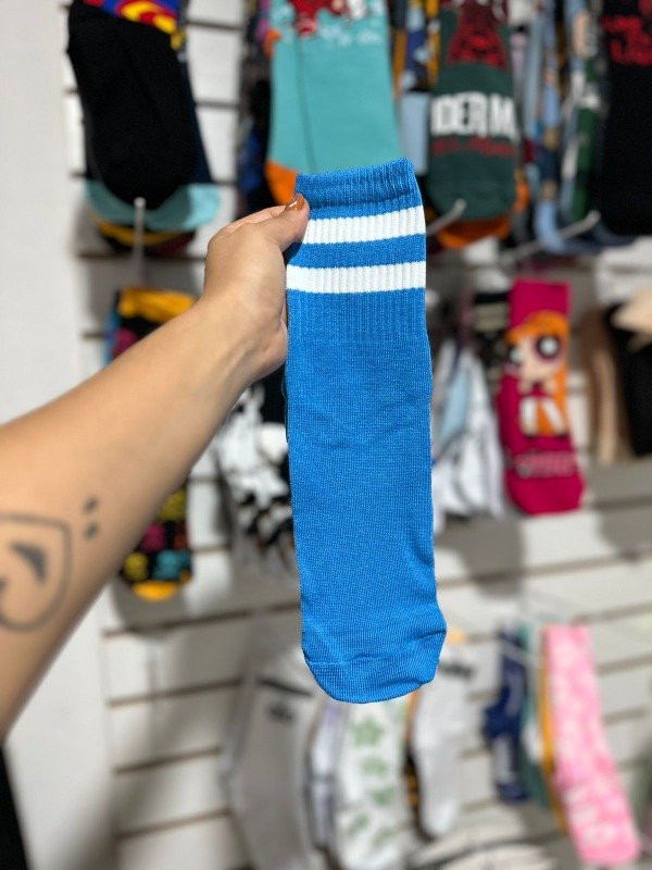 Producto - Old Celeste Rayas Blancas Tennis