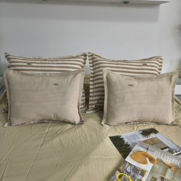 Producto - Combo x4 Almohadones - 50x60 + 40x50 - Crudo con Beige Rayas - Tela Tusor - 2