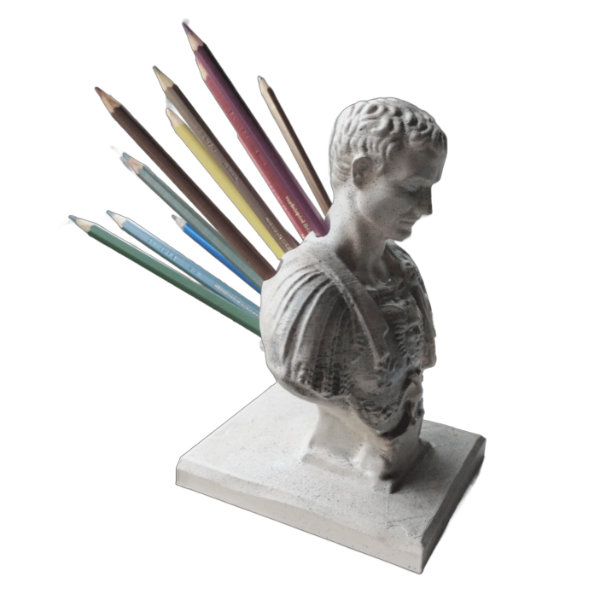 Producto - Lapicero Busto Julio César Pintado A Mano Simil Mármol Deco