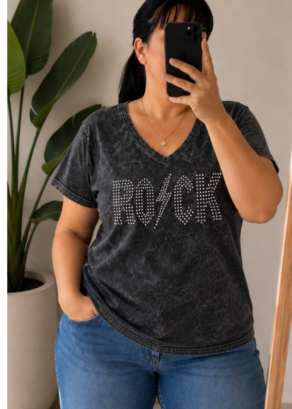 Producto - Remera Batik de algodón OVER - Rock negro