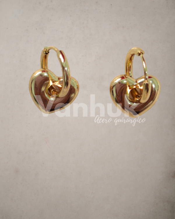Producto - Aros argolla  y dije corazon clip D - 0