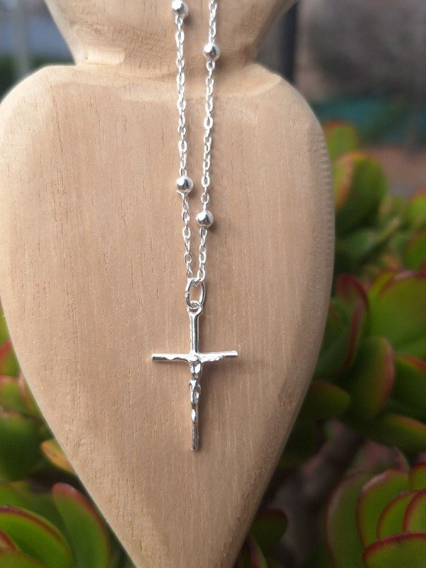 Producto - Collar cruz Cristo plata - 0