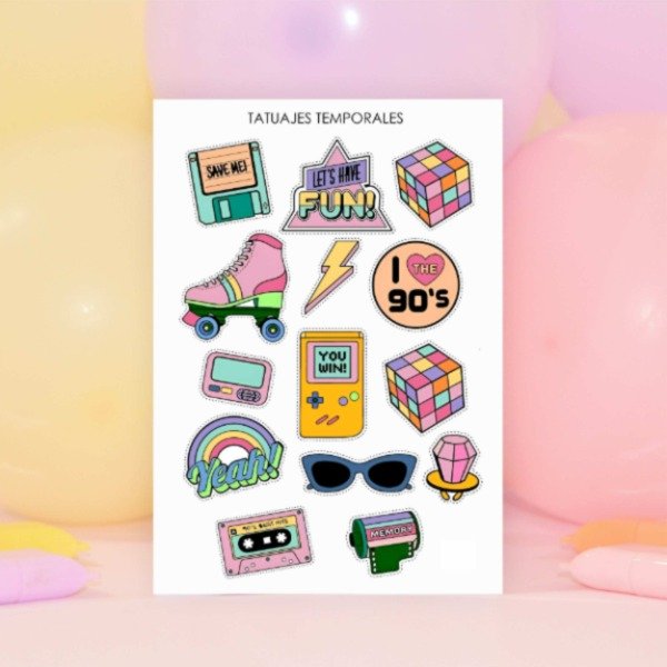 Producto - Tatuajes Temporales "Años 90"