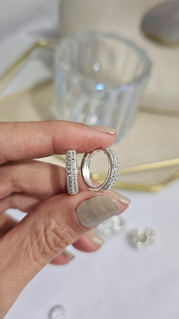 Producto - Aros huggies micropave doble fila 1,7cm. Plata