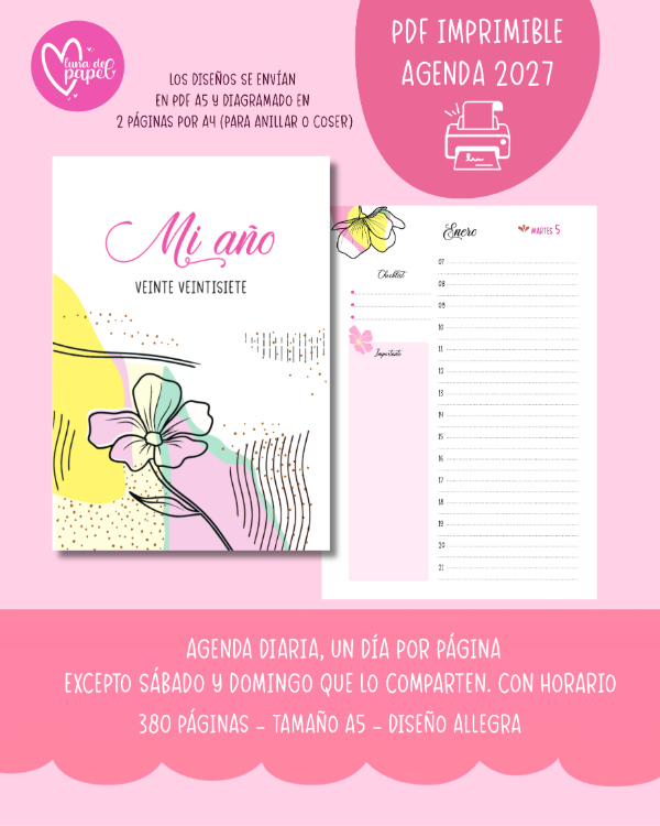 Producto - AGENDA DIARIA CON HORARIOS 2027 - Diseño ALLEGRA