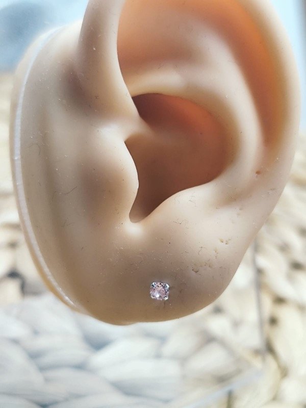 Producto - Aros Pasantes Mini rosa - 3 Milímetros