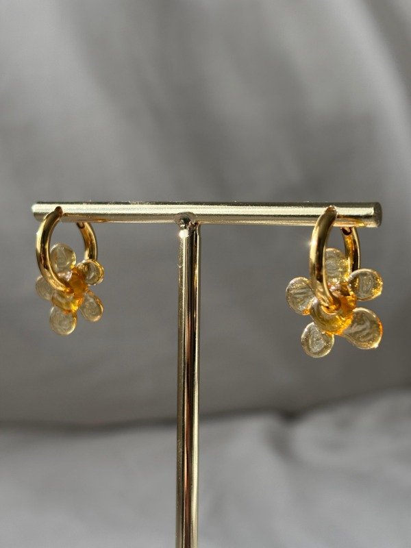 Producto - Aros Flor Yellow  Vidrio Murano