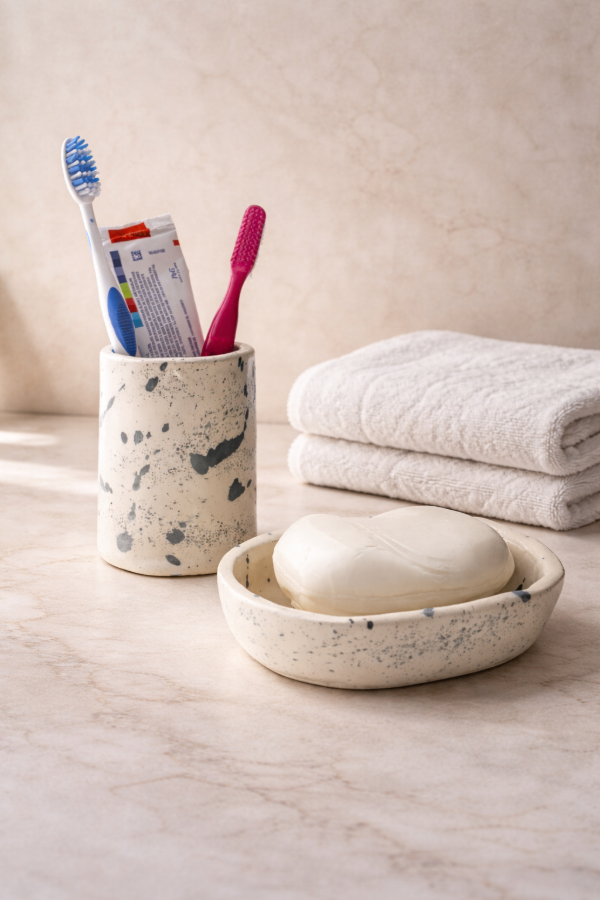 Producto - Set de baño jabonera y  vaso porta cepillos