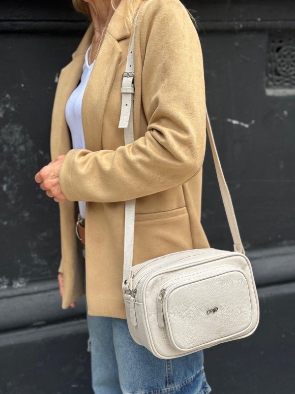 Producto - Bandolera Cuero Mirna tiza