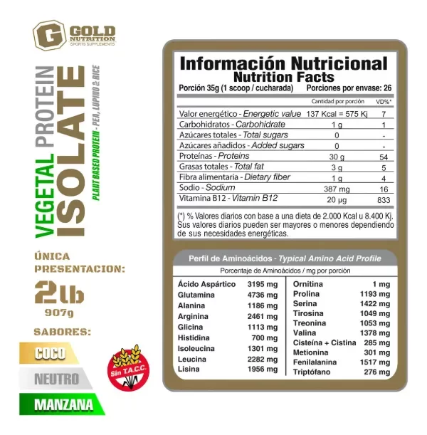Producto - VEGETAL PROTEIN GOLD NUTRITION - 2