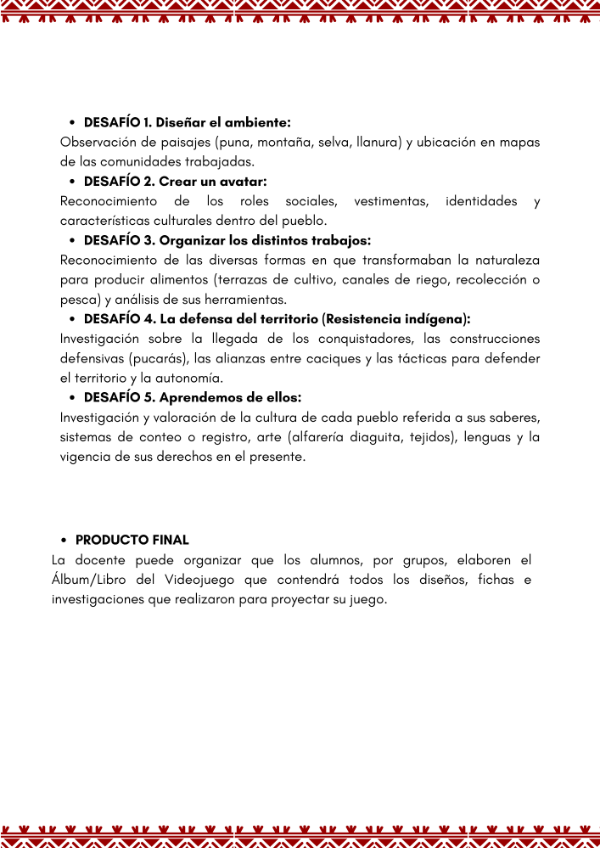 Producto - Diseñamos un videojuego - Guardianes de la historia: Pueblos originarios 4to año - 2
