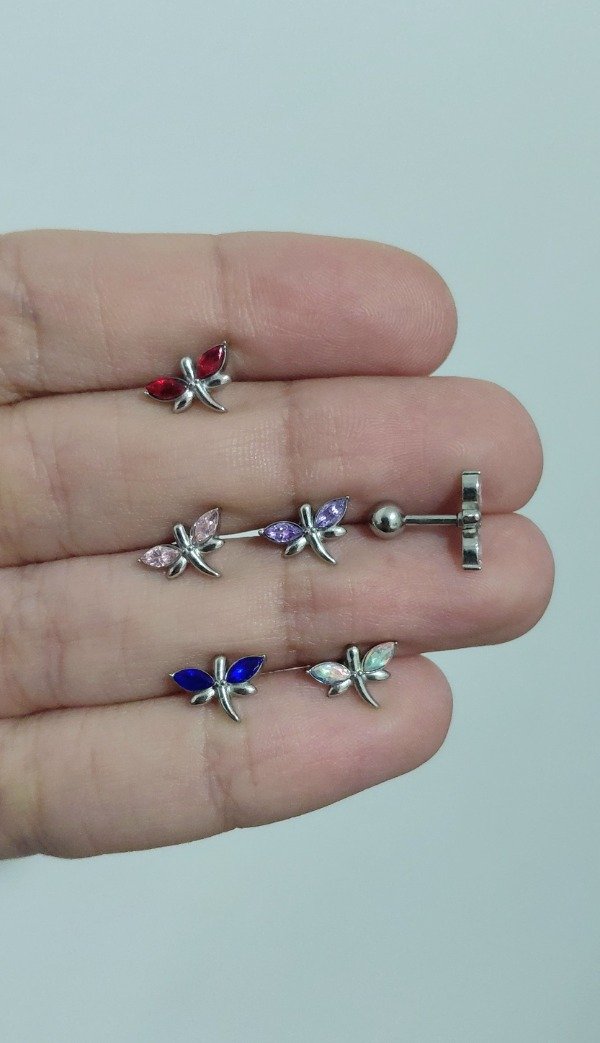 Producto - Piercing de Acero Helix Libélula Color (unidad)