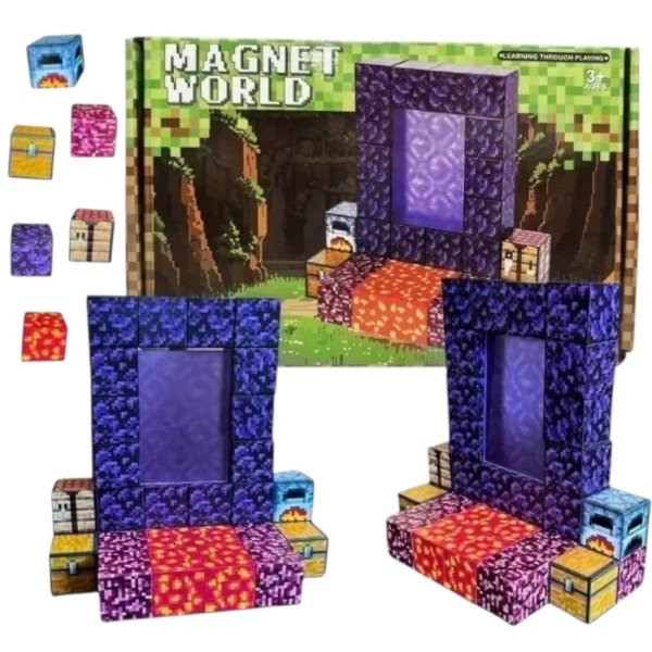 Producto - MUNDO MINECRAFT: Bloques magnéticos - 34 piezas
