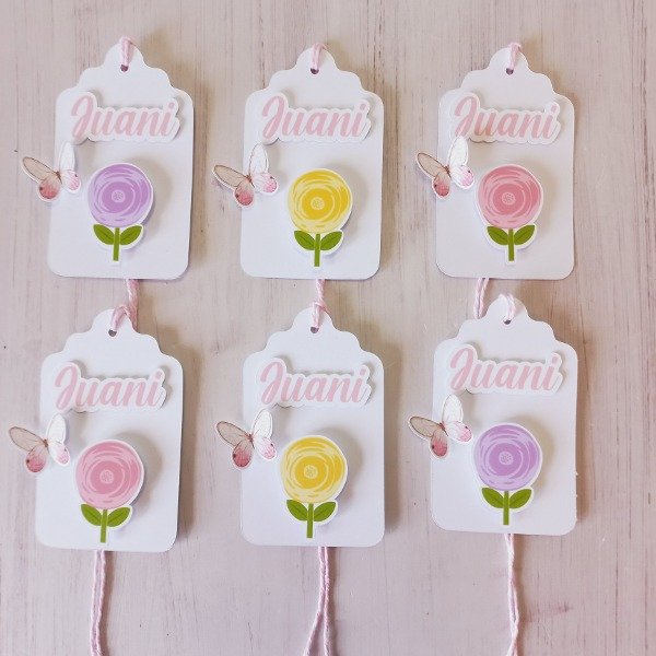 Producto - Tag 3D MARIPOSAS Y FLORES x 10 unid - 4