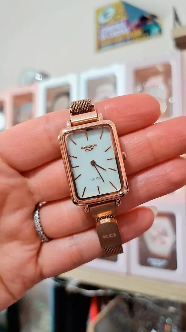 Producto - Reloj Knock Out 0924-425 - Malla Imantada Rosé - Fondo Nacar