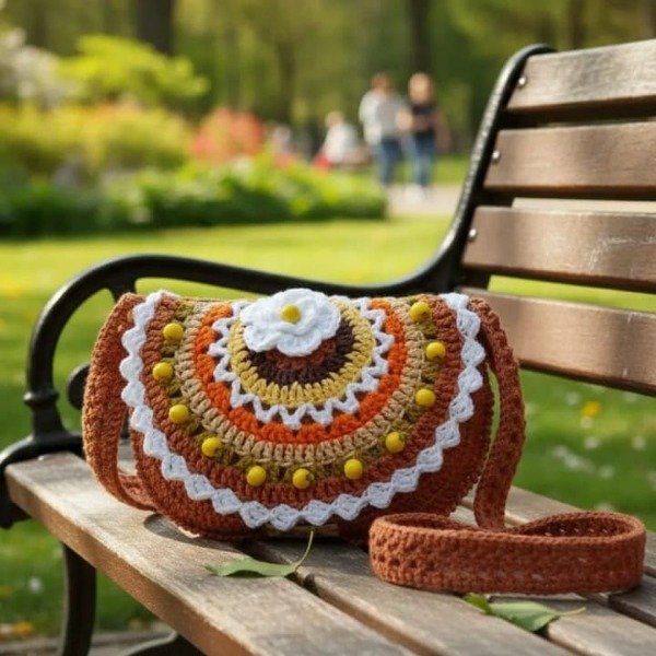 Producto - Cartera bandolera terracota para niñas tejida crochet