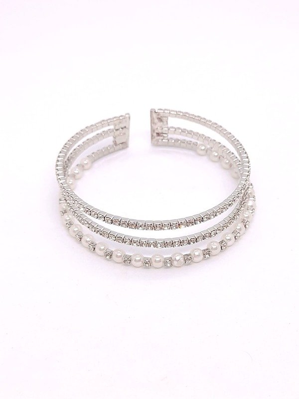 Producto - Pulsera triple strass y perlas