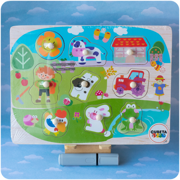 Producto - Encastrable de Madera con Agarre -  Granja, 9 Piezas