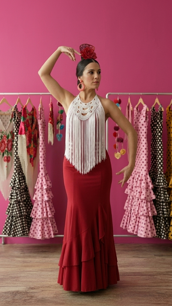 Producto - Collar De Flecos De Seda XL Blanco