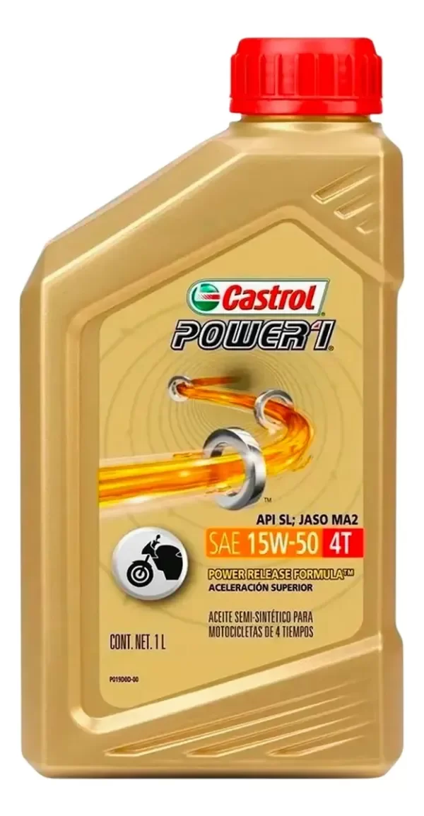 Producto - ACEITE CASTROL POWER 1 4T SEMISINTETICO 15W50 DORADO