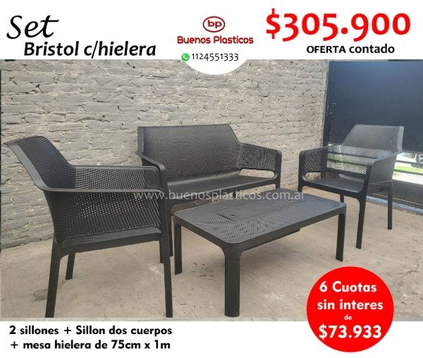 Producto - Set 2 sillones Bristol + Doble + mesa hielera
