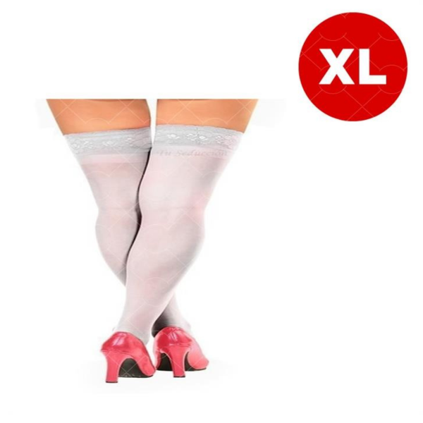 Producto - MEDIAS DE LYCRA BLANCAS CON PUNTILLA XL