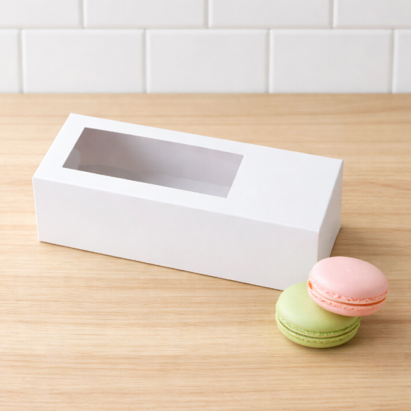 Producto - Caja para 5/6 macarons con visor de acetato 16x6x6 - 0