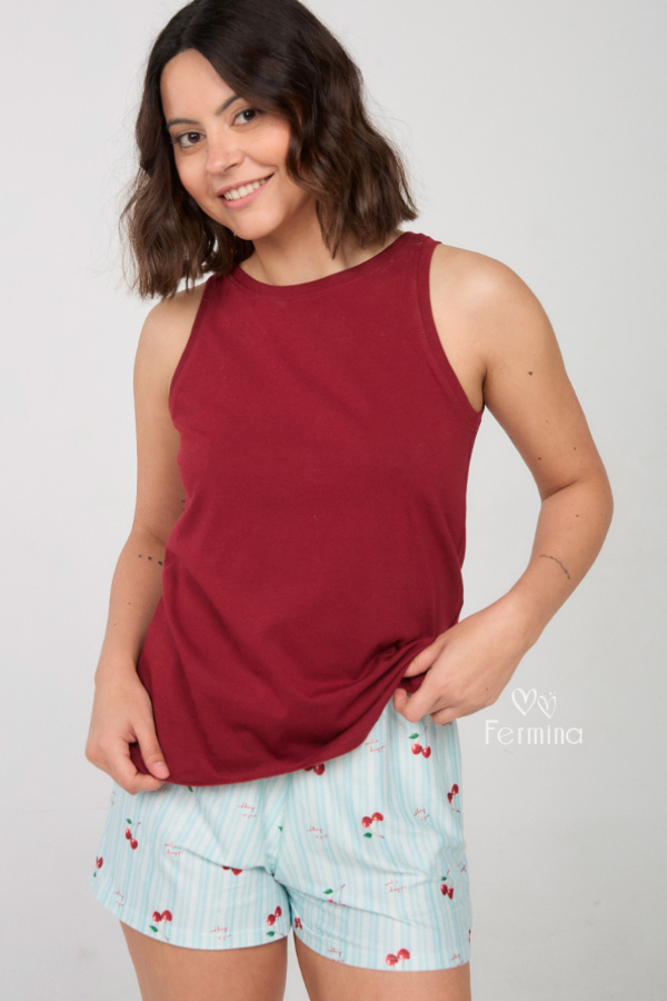 Producto - PIJAMA MUSCULOSA Y SHORT CHERRY ART. 133049 (Talle S, M)