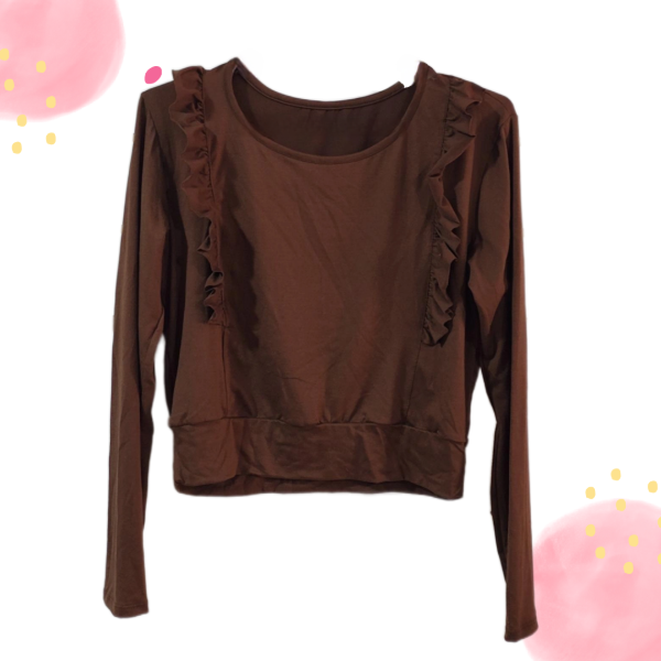 Producto - Mangas largas marrón con vuelos talle unico mujer