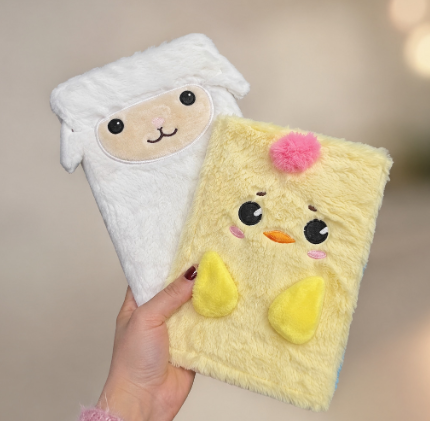 Producto - Cuaderno A5 con Tapa de Peluche: OVEJITA O POLLITO - 2