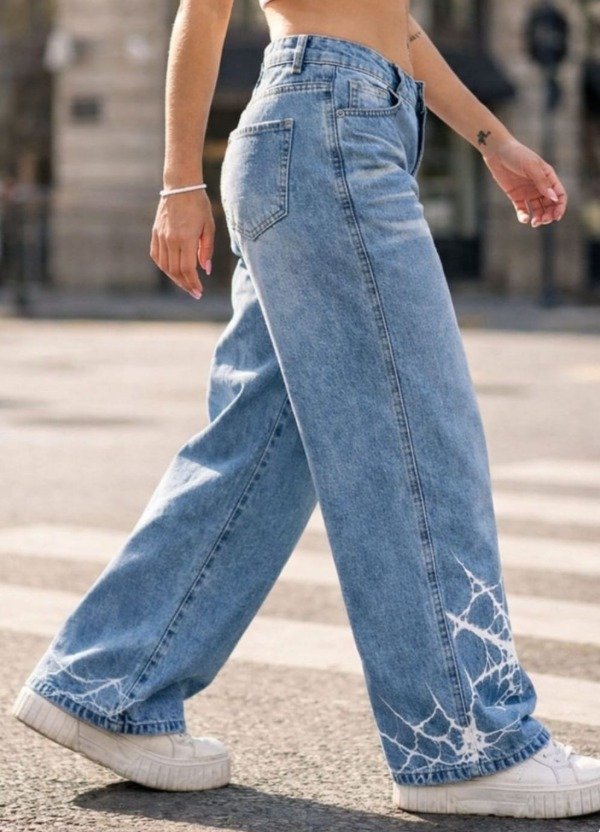 Producto - Jeans wide leg diseño de telaraña - 2