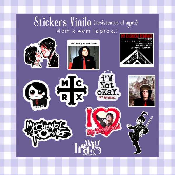 Producto - Pack 10 Stickers Vinilo MY CHEMICAL ROMANCE