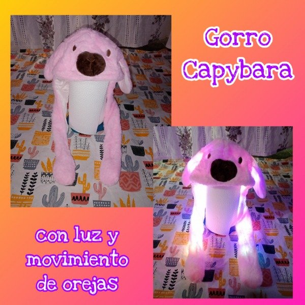 Producto - Gorro Capybara rosa con luz y movimiento