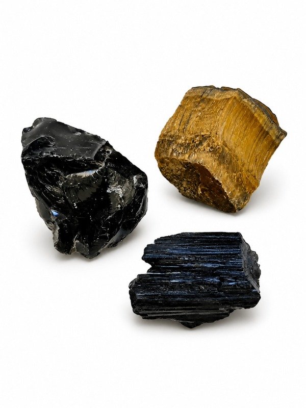Producto - Kit Piedras Protección Ojo de Tigre, Turmalina, Obsidiana - 1