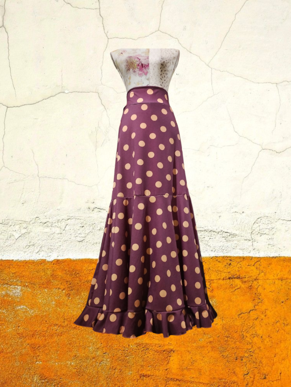 Producto - Falda crepe con Lycra obispo con lunares maiz