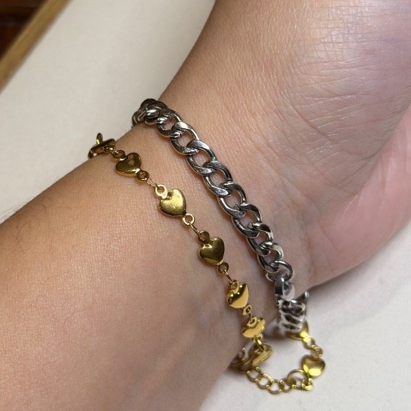 Producto - Pulsera personalizada corazones dorada - 2