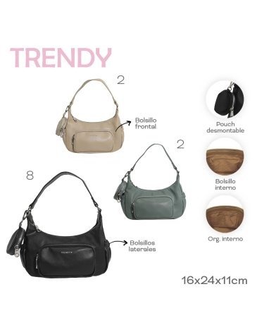 Producto - CARTERA TRENDY CON MONEDERO EXTRAIBLE SKU 28398 COLOR KAKY