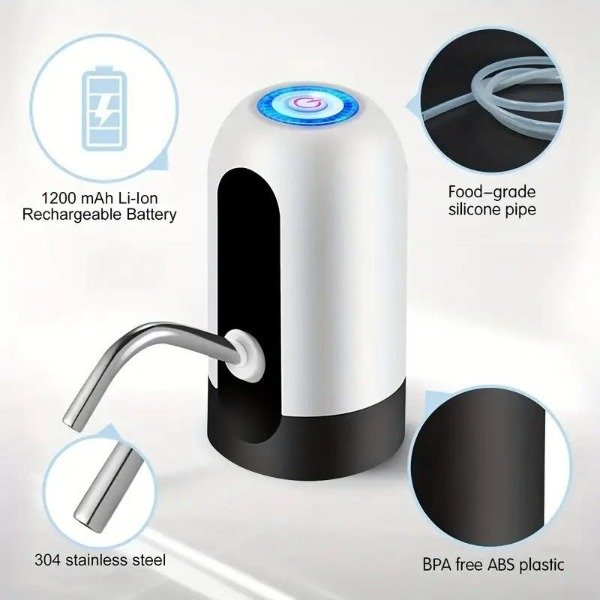 Producto - Bomba Bidones Recargable Usb Color Blanco - 2