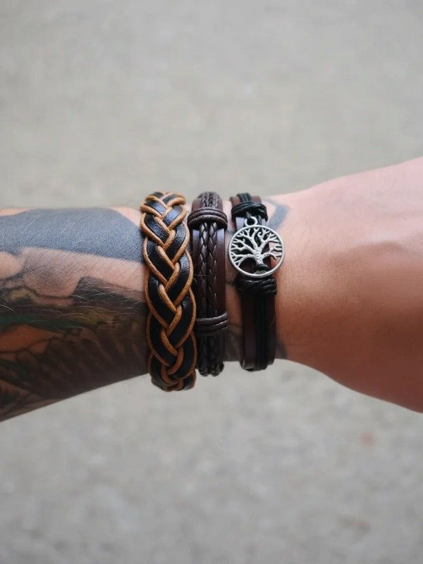Producto - Combo de 3 Pulseras Vintage para hombre Modelo 4