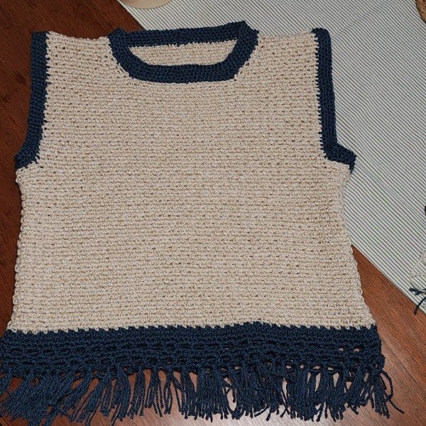 Producto - Chaleco Bea Natural y Azul - 1