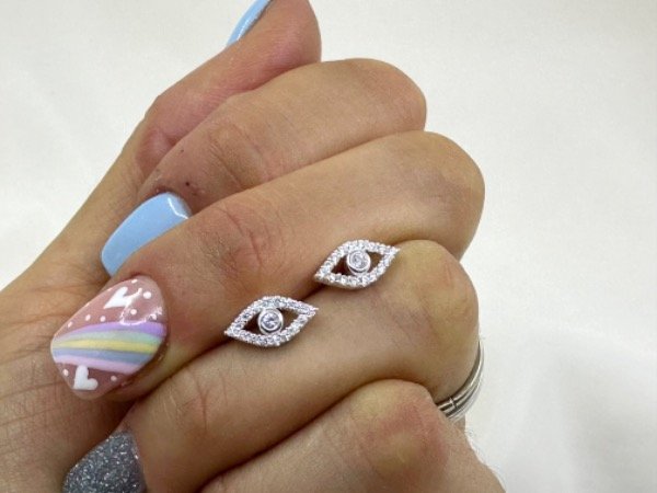 Producto - Aros pasantes OJOS TURCOS con cubic