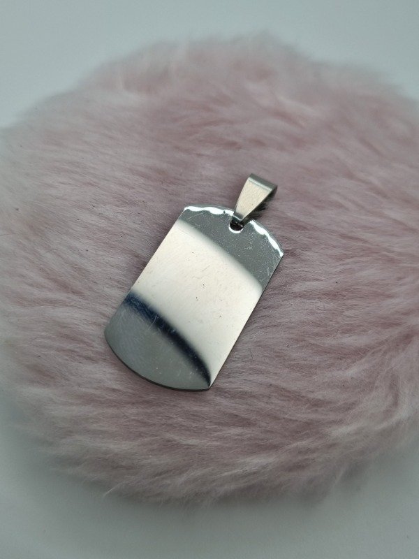 Producto - Dije acero quirurgico chapita para grabar rectangular 4cm