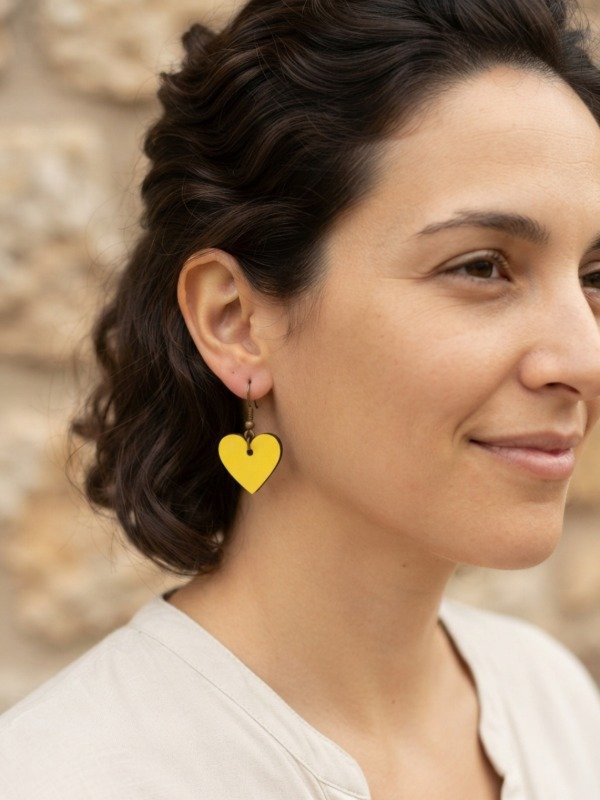 Producto - Aros Corazón / Amarelo Limón