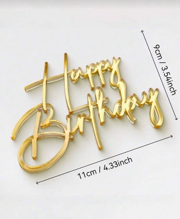 Producto - Topper Dorado Happy Birthday Frontal